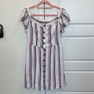 Harper Heritage Bputique Striped Off-Shoulder Casual Dress, fully lined, Large